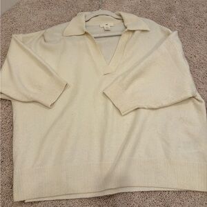 Cream v neck sweater